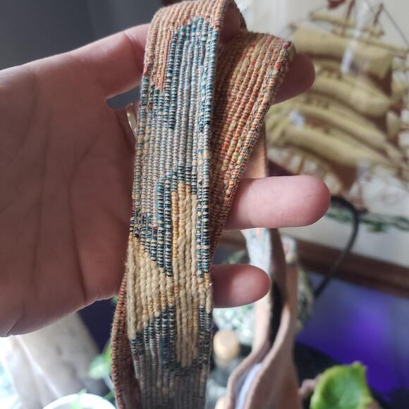 Vintage Carolyn Miller Southwestern Canvas Mini Shoulder Tote Bag Purse w Beads - Picture 6 of 8